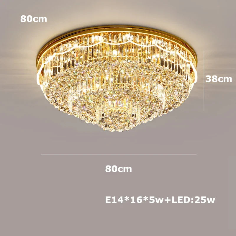 plafonnier led variable en cristal et acier inoxydable pour intérieur moderne