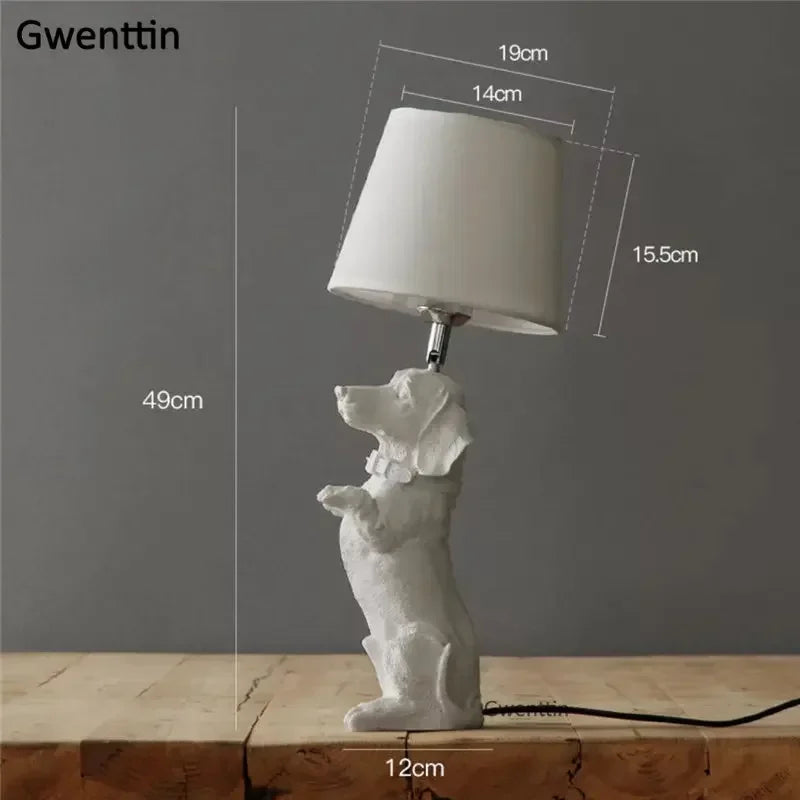 lampe de table moderne pour chiot en résine décorative