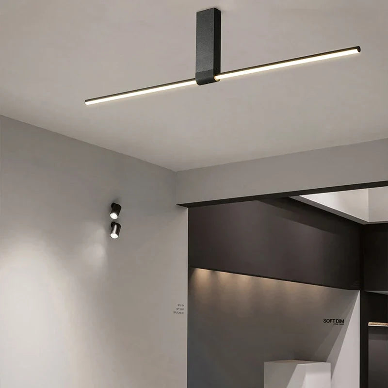 lampes de plafond minimalistes longues pour divers espaces