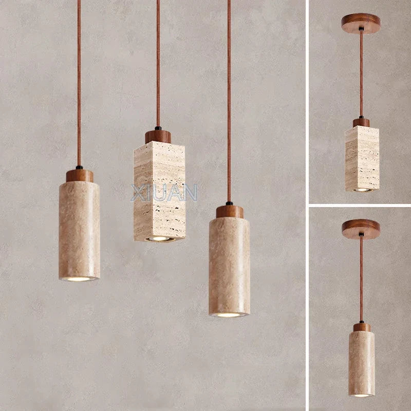 lustre led en pierre de grotte style wabi-sabi
