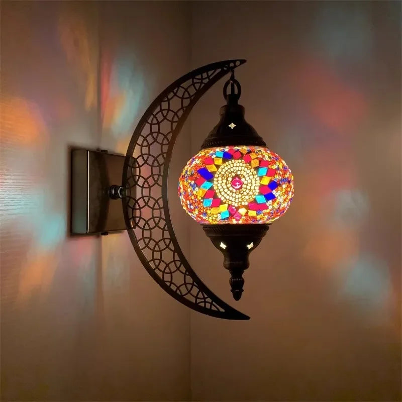 applique murale rétro bohème en forme de lune décorative artisanale
