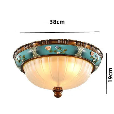 lustre vintage européen en verre résine avec fleurs sculptées