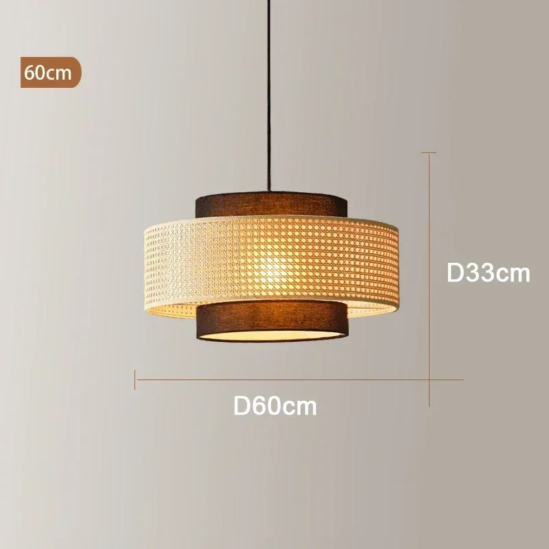lustre rétro en rotin tissé pour décoration intérieure