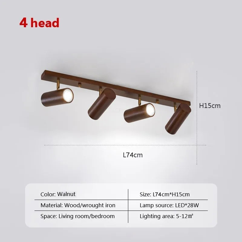 Applique murale LED nordique originale en bois multi-angle réglable projecteur pour chambres salons étude Den éclairage Luminaire
