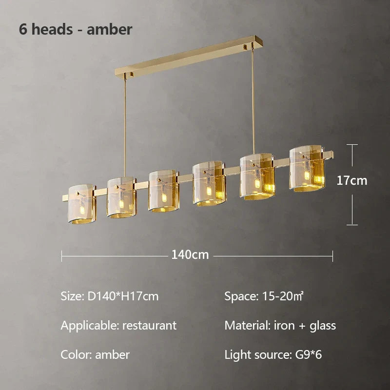 lustre italien minimaliste en verre pour éclairage moderne