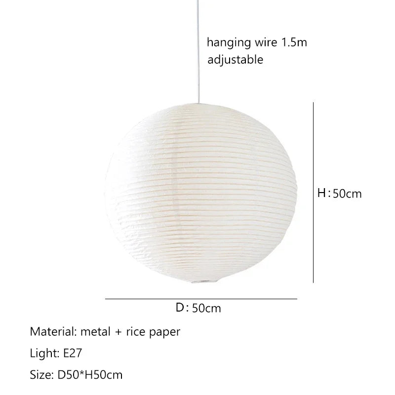 lustre nordique wabi sabi en papier de riz led rond