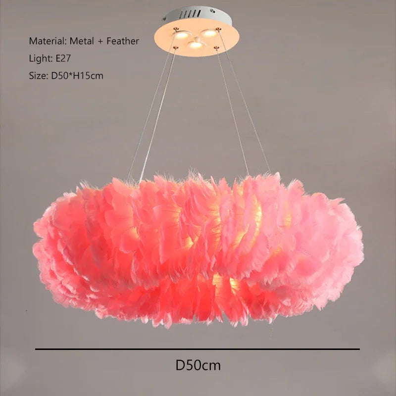 lustre nordique moderne avec plumes led pour décoration intérieure