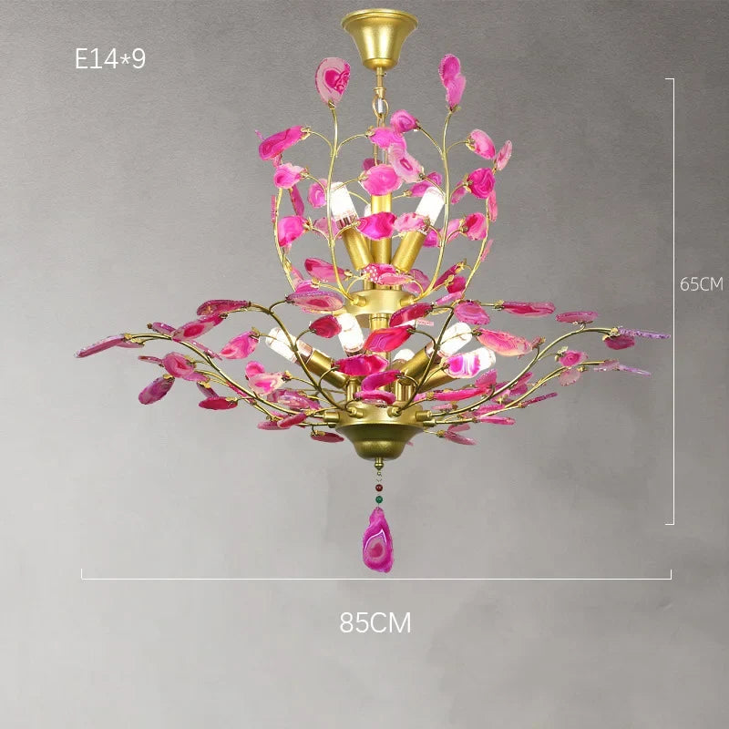 lustre led en agate naturelle idéal pour décoration romantique