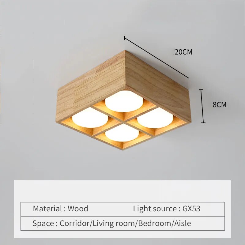 Plafonnier minimaliste japonais en bois brut
