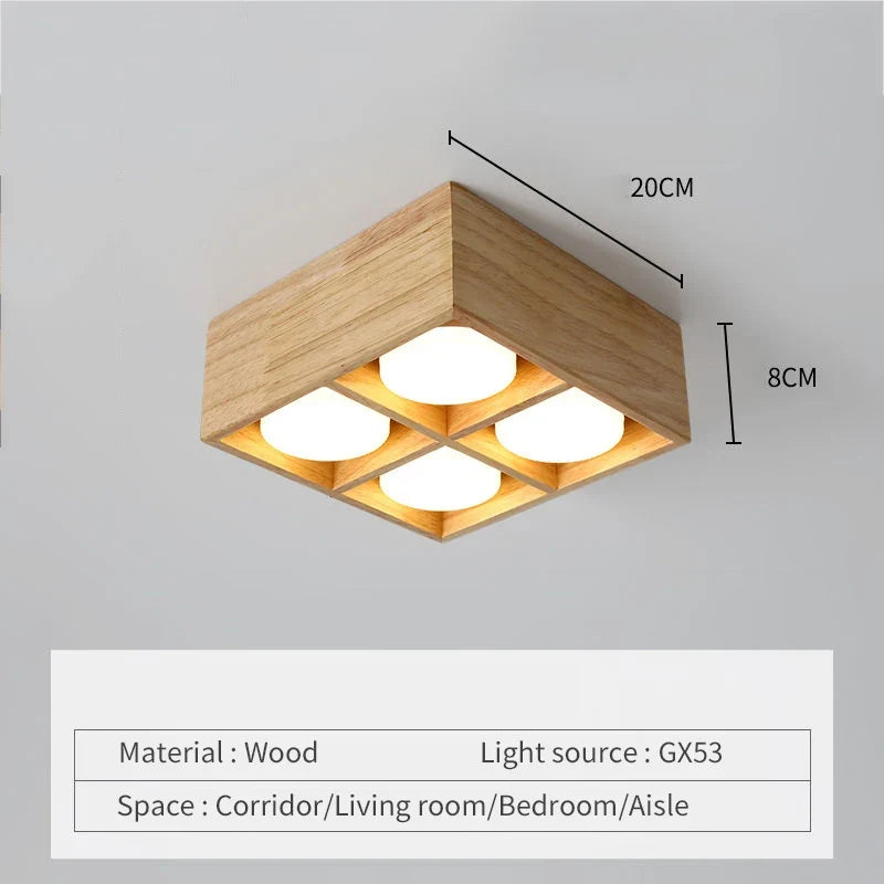 plafonnier minimaliste bois brut intérieur chambre bureau couloir vestiaire