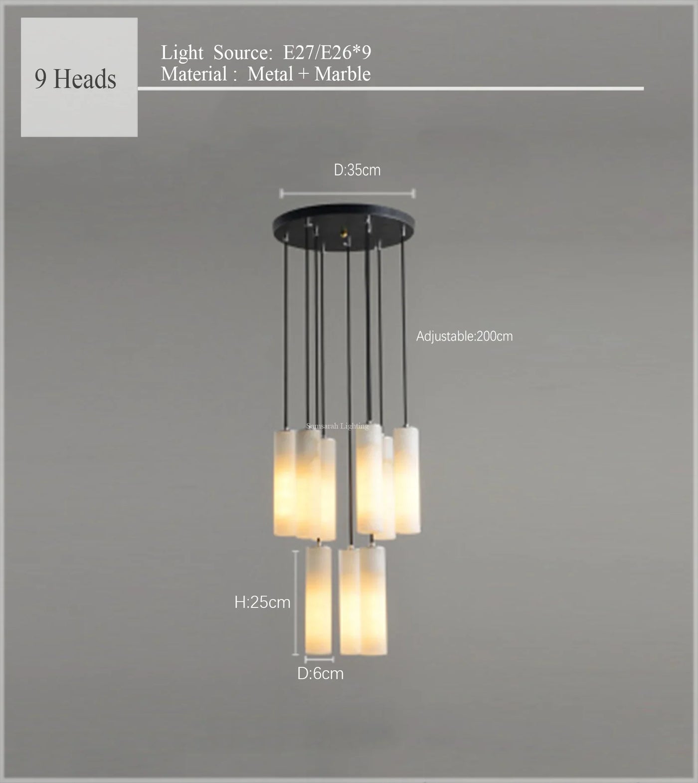 suspension en marbre naturel style nordique pour éclairage moderne