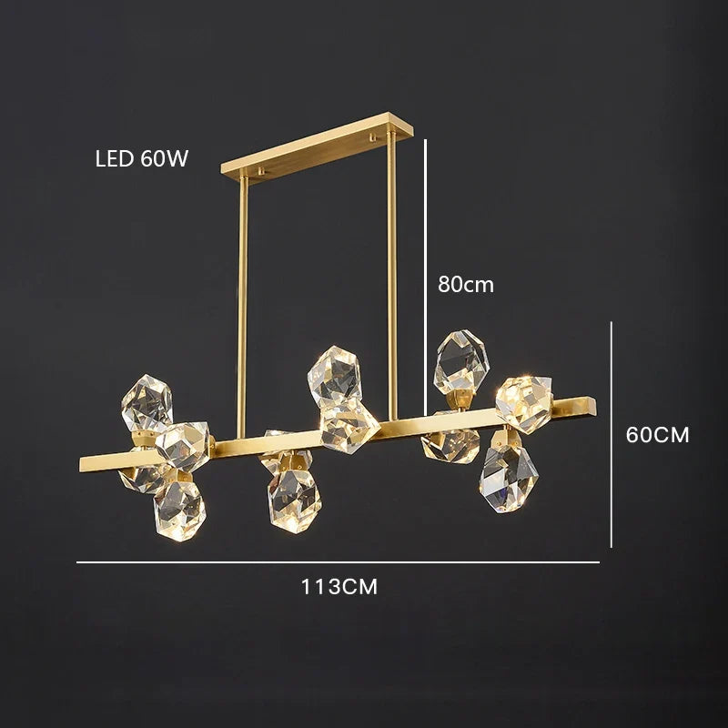 lustre moderne en laiton diamant cristal led de luxe