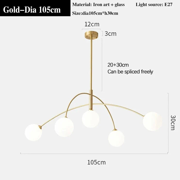 lustre moderne en verre design lampe à led de luxe pour décoration intérieure