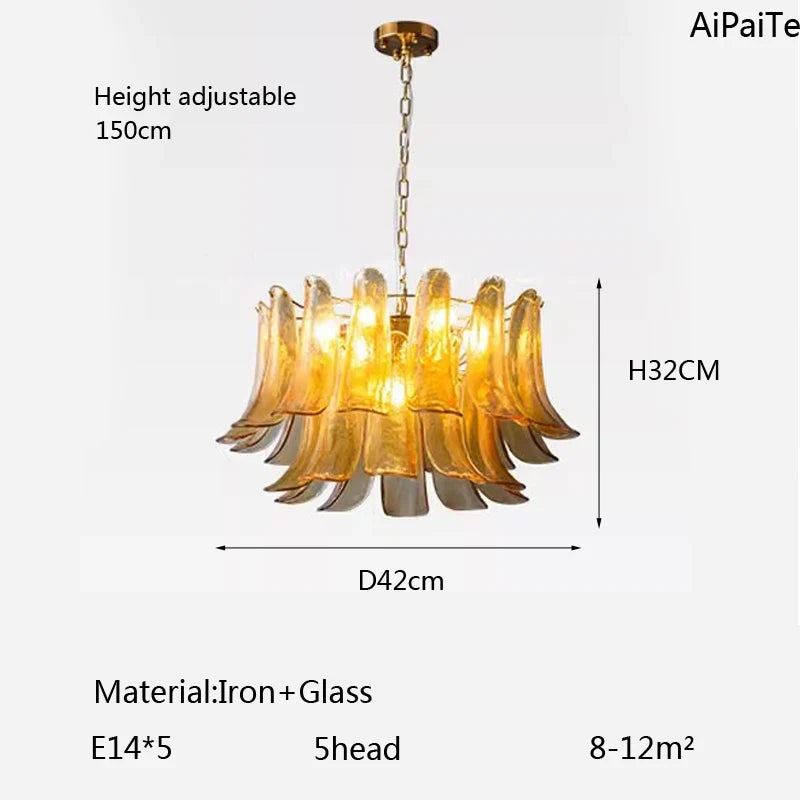AiPaiTe lustre en verre LED scandinave pour salon salle à manger chambre lustre en verre ambre vintage américain