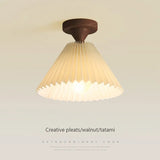 plafonnier moderne led bois tissu plissé
