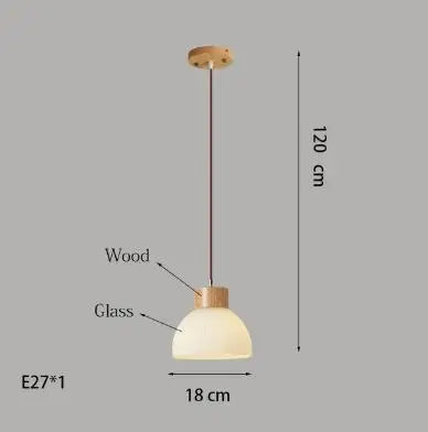 Suspension en verre blanc lampe suspendue de simplicité japonaise pour salon chambre salle à manger Loft lampe suspendue en bois