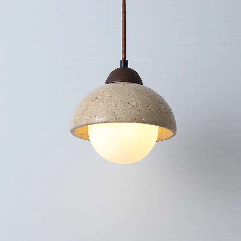 lustre suspendu vintage en pierre naturelle avec led