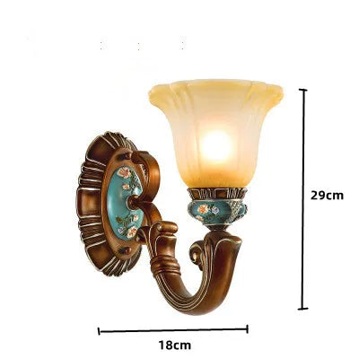 lustre vintage européen en verre résine avec fleurs sculptées