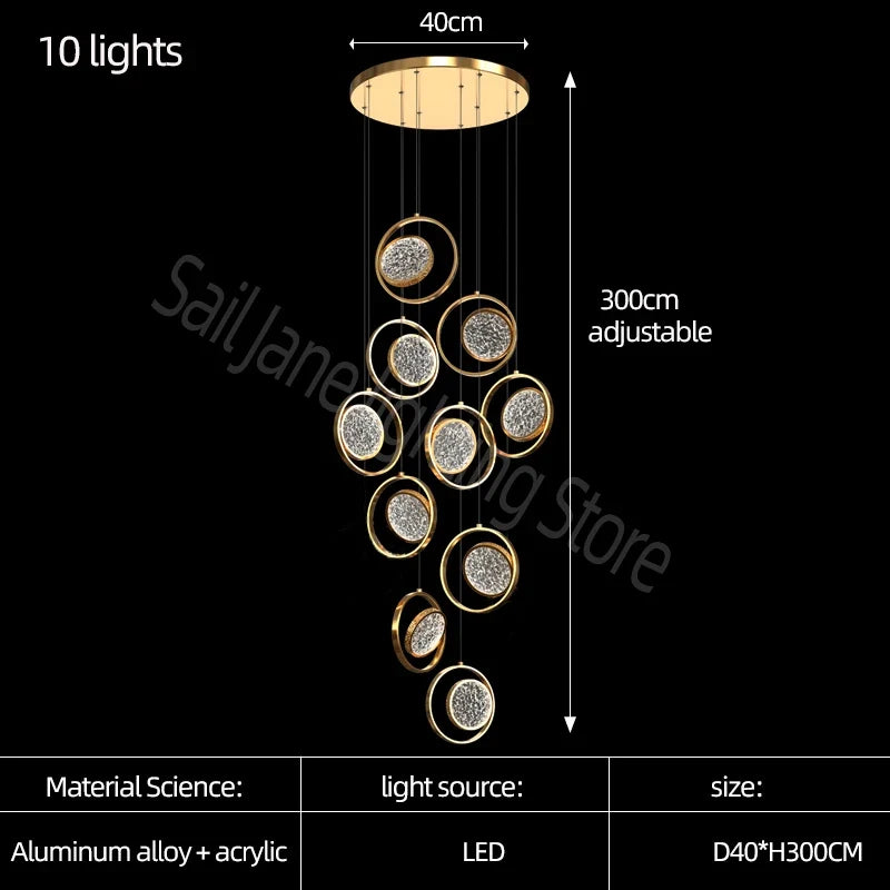 lustre minimaliste deluxe en anneau led pour villa