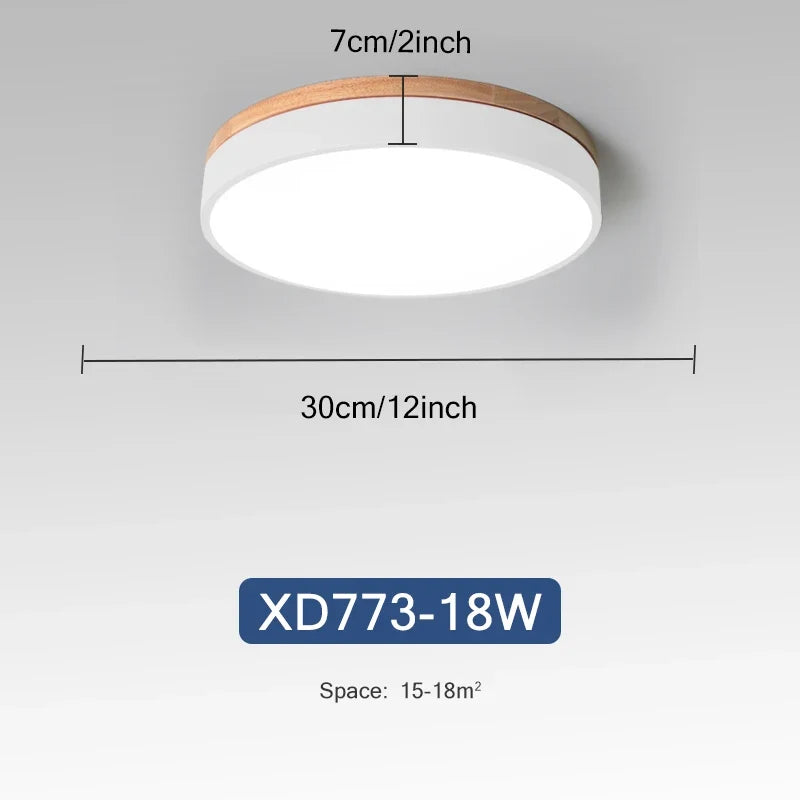 Rond 7 couleurs nordique LED plafonniers pour salon chambre plafonniers en bois 3 lumières couleur réglable couloir balcon