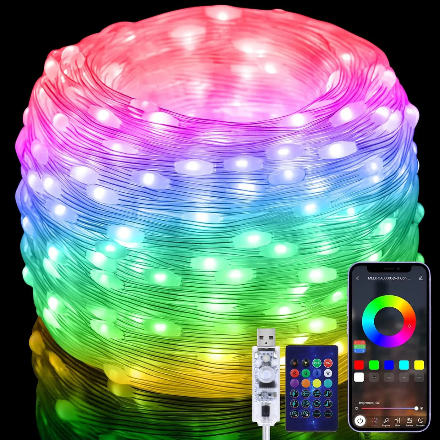 guirlande lumineuse intelligente programmable pour décorations festives