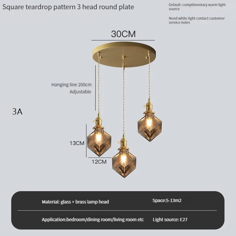 lustre vintage edison avec ombre en verre cristal pour bar loft