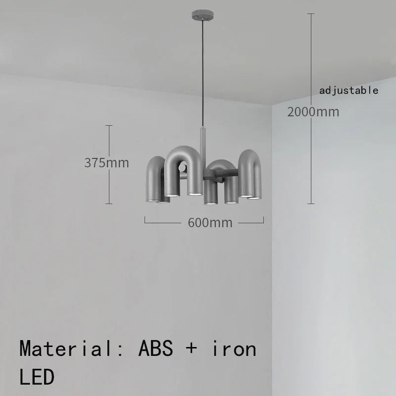 lustre art déco u tube en métal avec cordon réglable