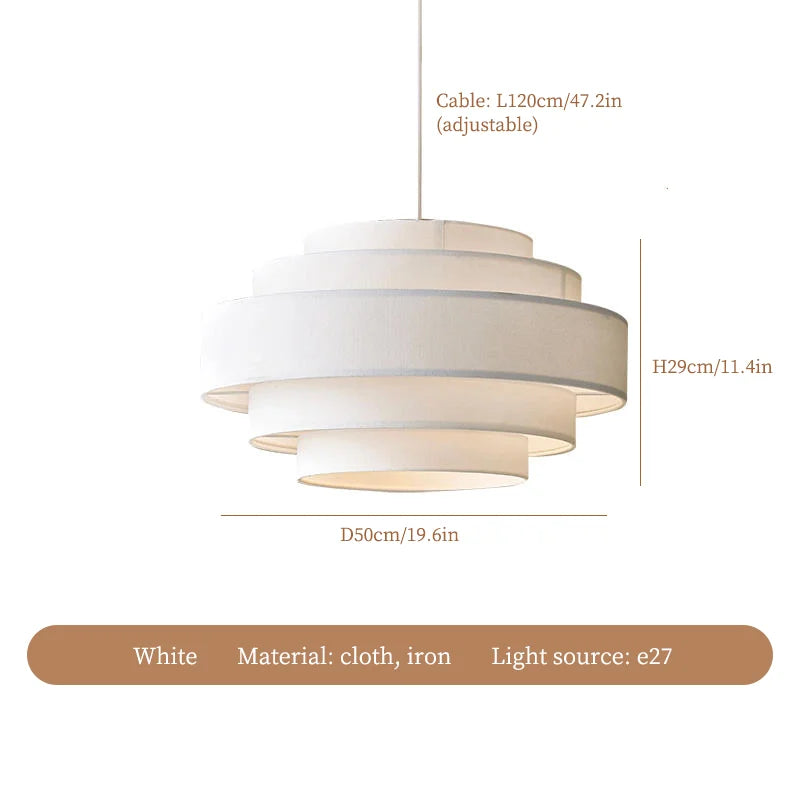 lustre à led en tissu style wabi sabi pour décoration intérieure