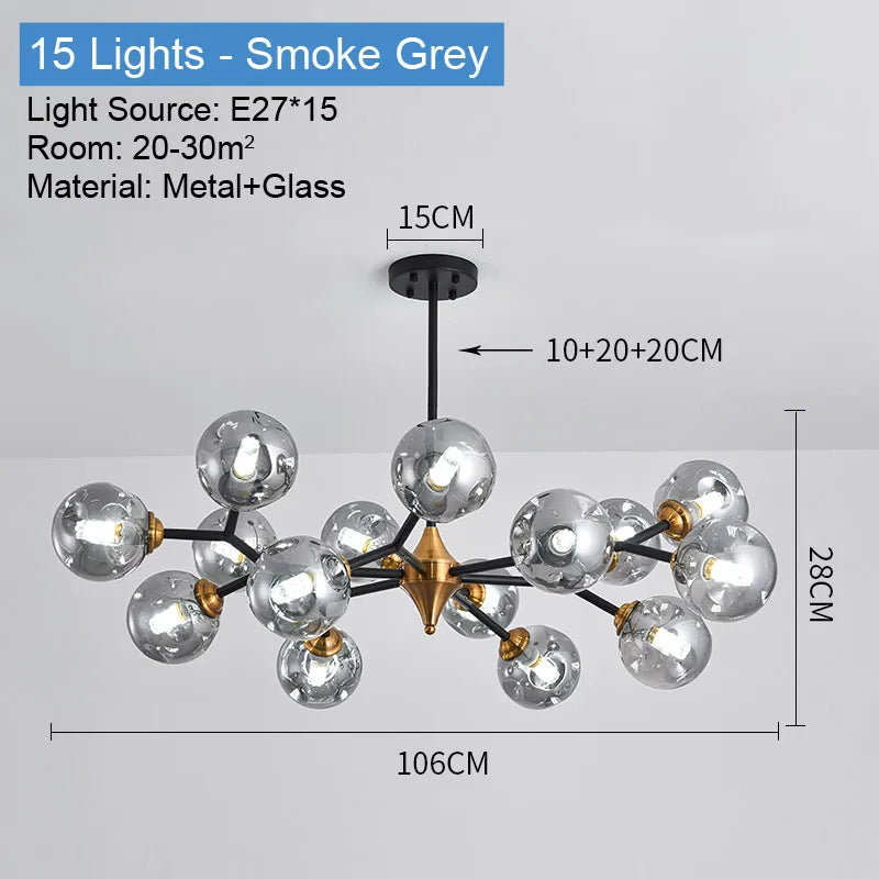plafonnier led suspendu boule de verre design moderne luminaire intérieur