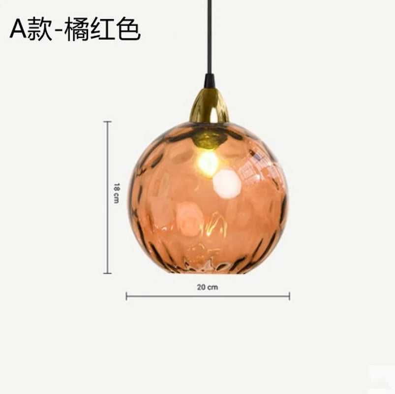 Lustre boule de verre coloré nordique lampes suspendues moderne Grain d'eau Restaurant cuisine luminaire suspendu chambre lampe de chevet