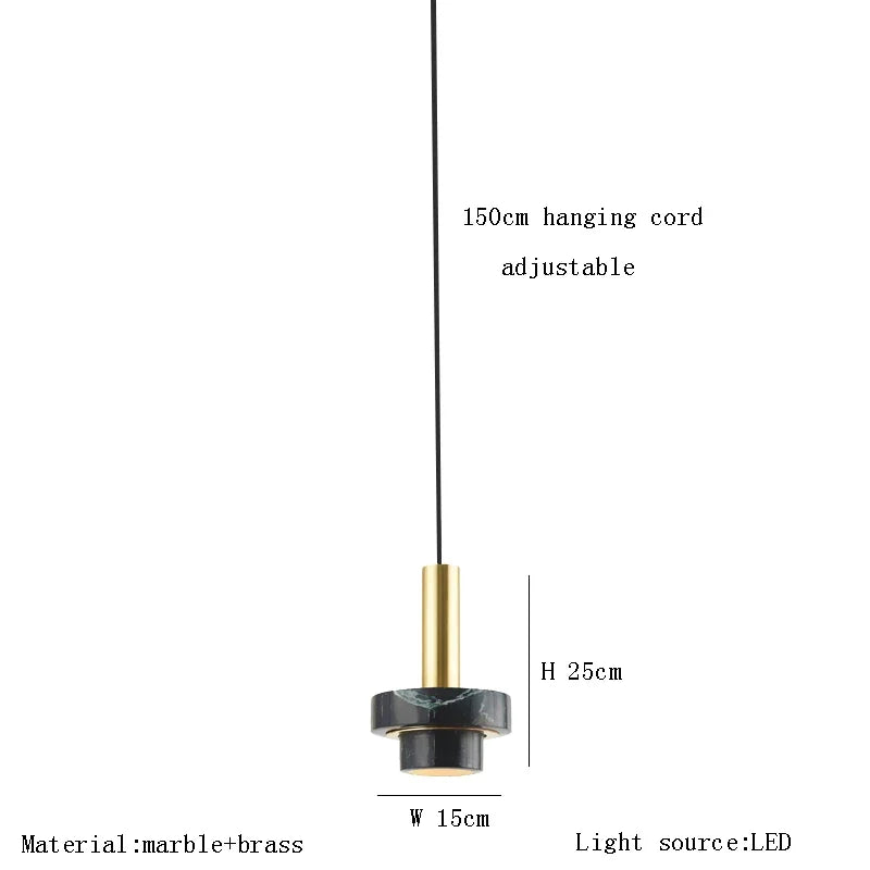 Suspension LED en marbre décorative pour divers espaces