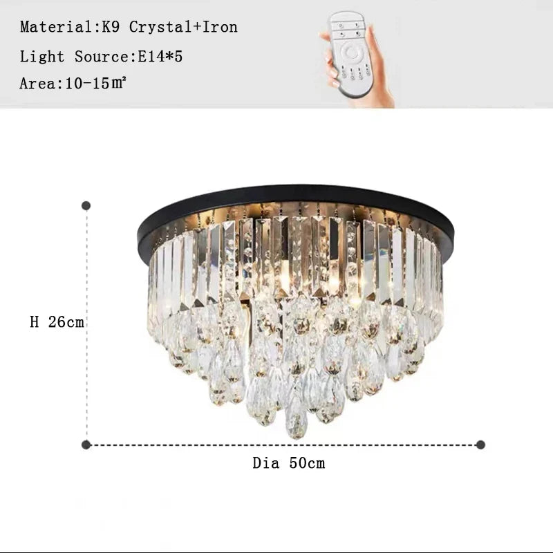 lustre dimmable led en cristal style américain de luxe
