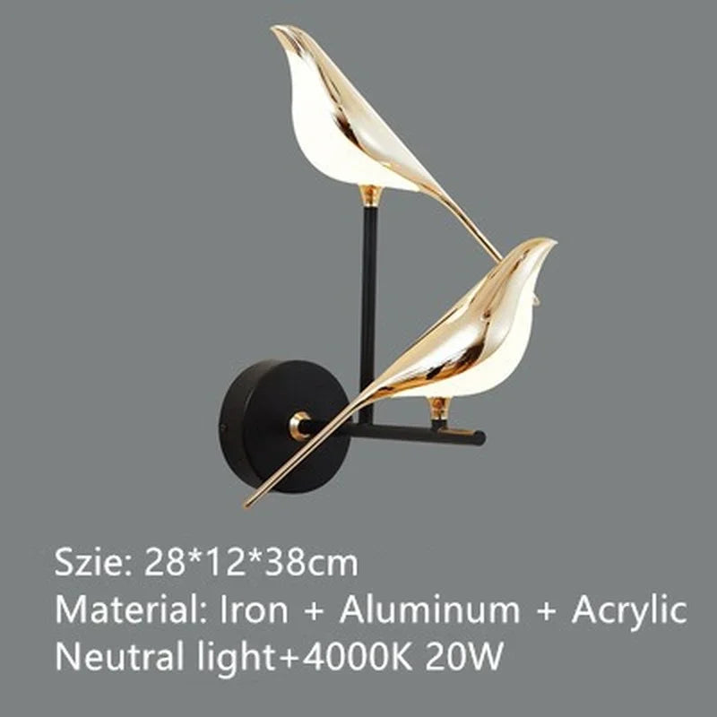 golden bird applique murale led rotative 	 suspendue