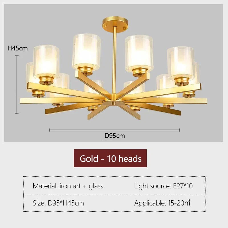 lustre moderne en verre avec éclairage led design luxe