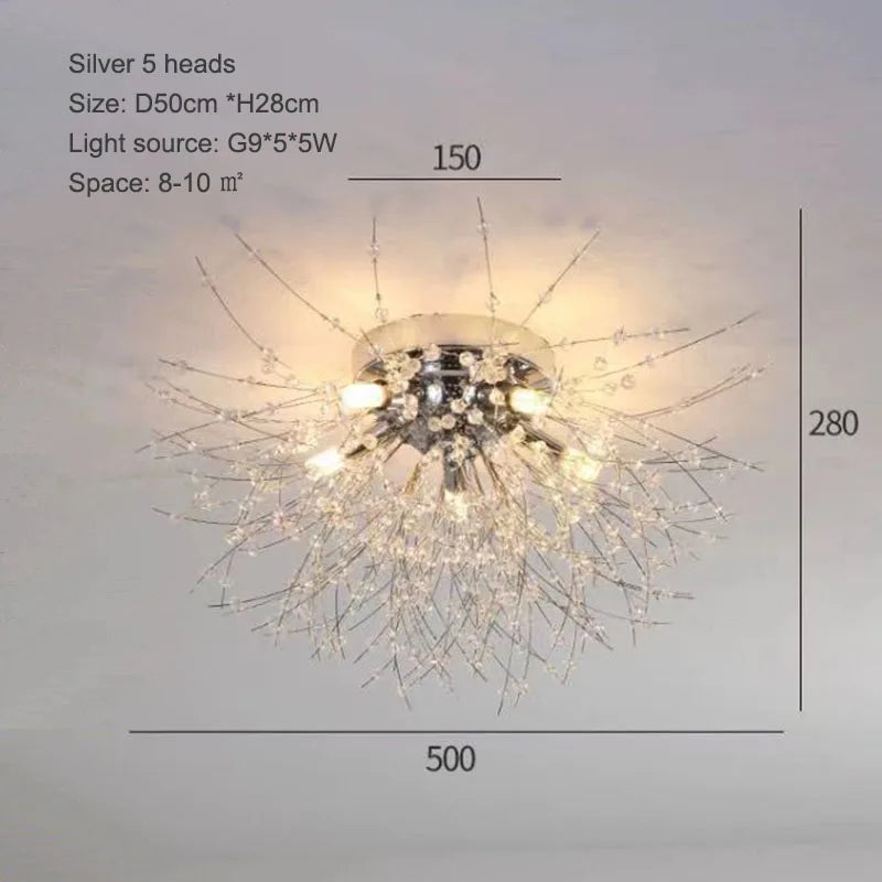 plafonnier nordique en cristal forme pissenlit lustre moderne décoratif
