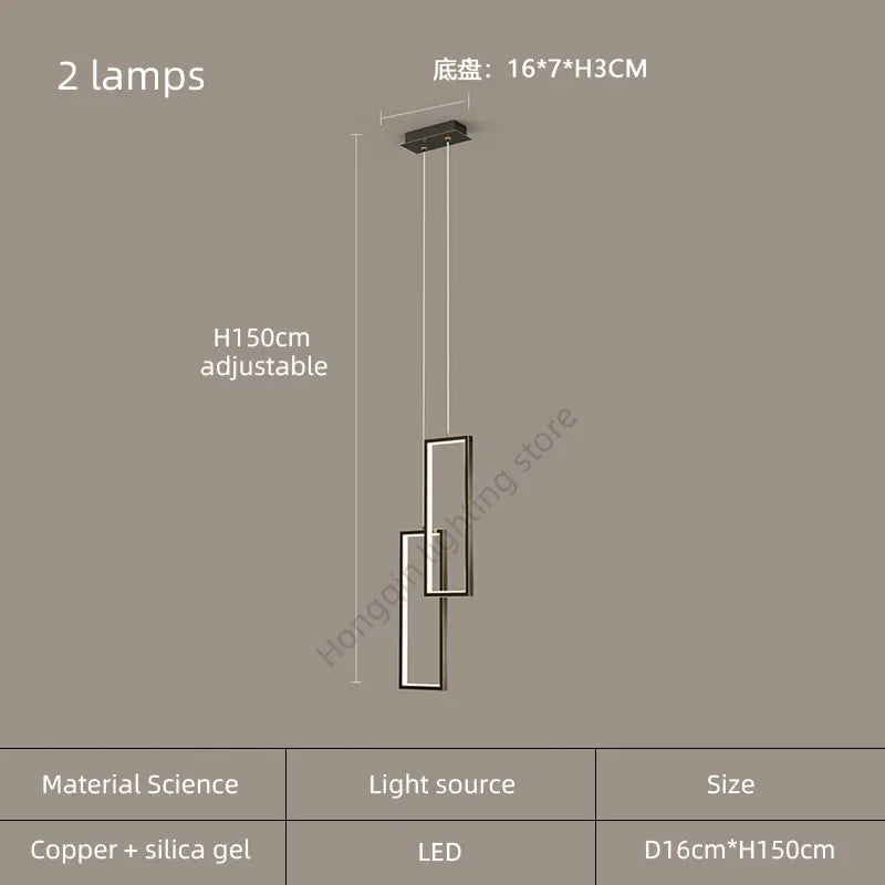 lustre moderne en cuivre avec éclairage LED design élégant