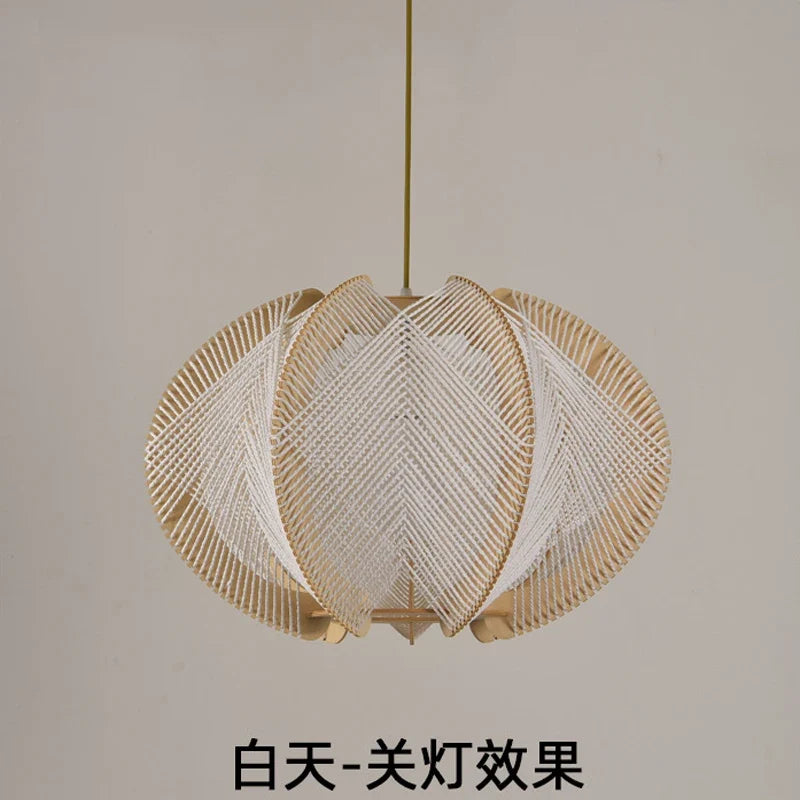 ZK50 Restaurant lustre bois Art chanvre corde lampe chambre créative Bar concepteur modélisation journal rétro unique tête lustre E27