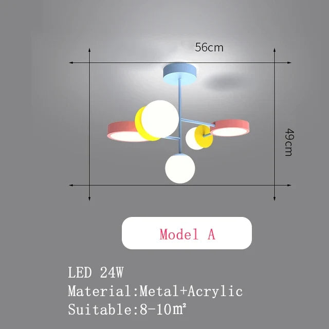 lustre nordique pour enfants dessin animé led suspension