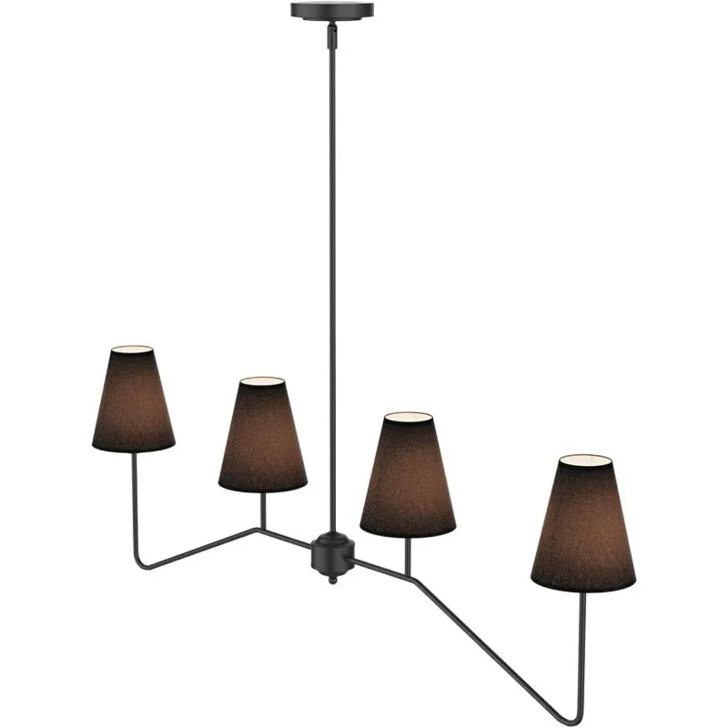 Lustres classiques or poli/noir avec abat-jour en lin blanc lustre moderne de chambre à coucher