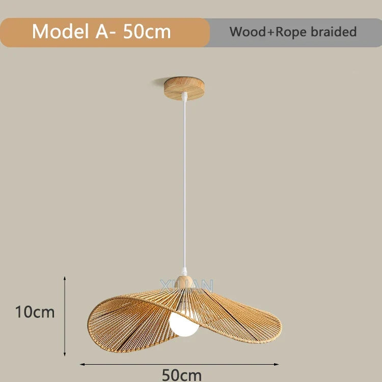 suspension japonaise tressée à la main luminaire décoratif en bois
