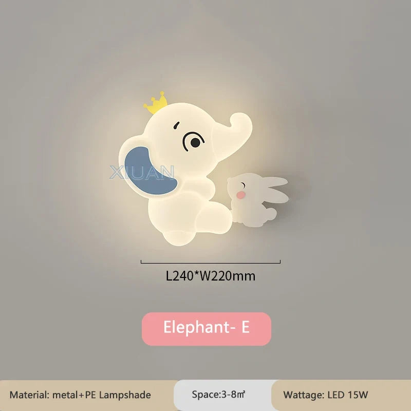 applique murale créative en forme d'éléphant pour éclairage intérieur
