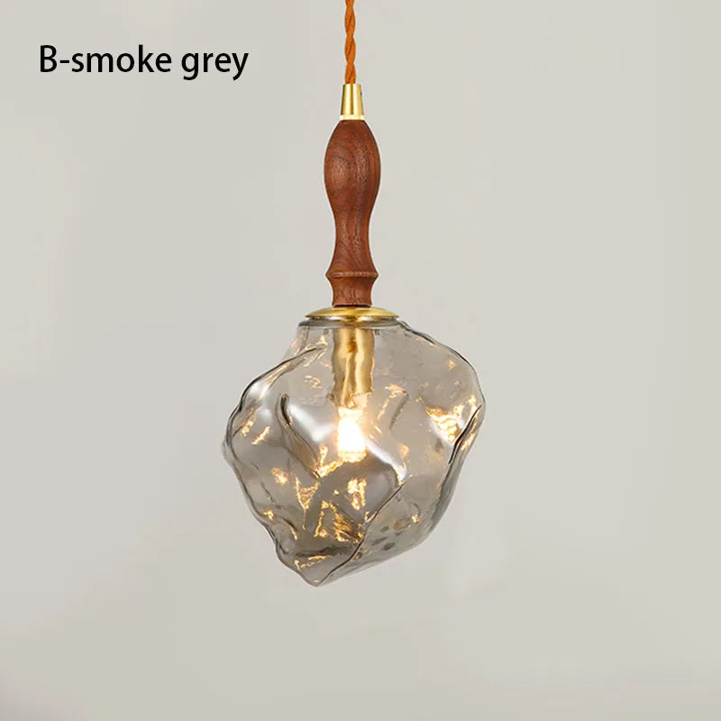 Lava Ice Cube Walnut Glass Bedside Chandelier, Lava Glass Table Lamp for Hallway Entry Bedroom Living Room Lighting  Home Light