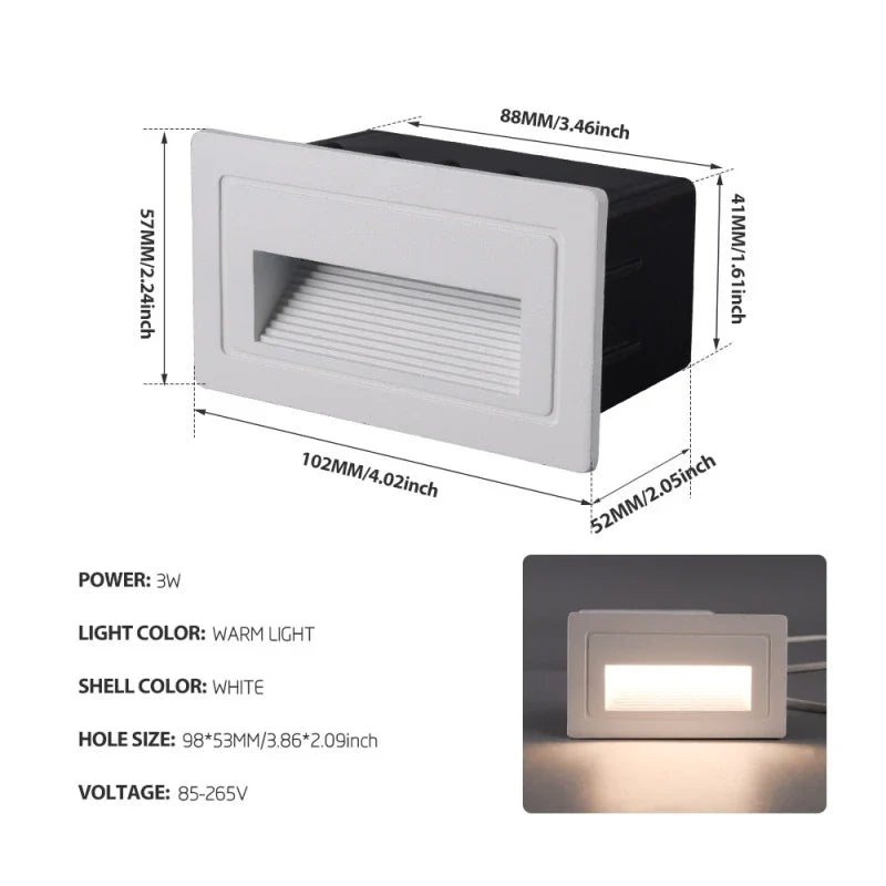 escalier led footlight intégré étanche dissimulé extérieur