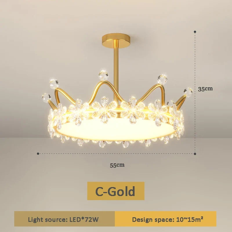 lustre en cristal couronne d'or pour décoration enfant étoile luxueuse