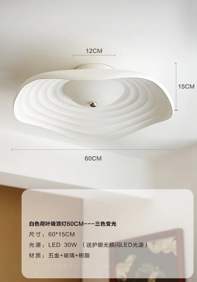 plafonnier led rétro en résine feuille de lotus décoration moderne