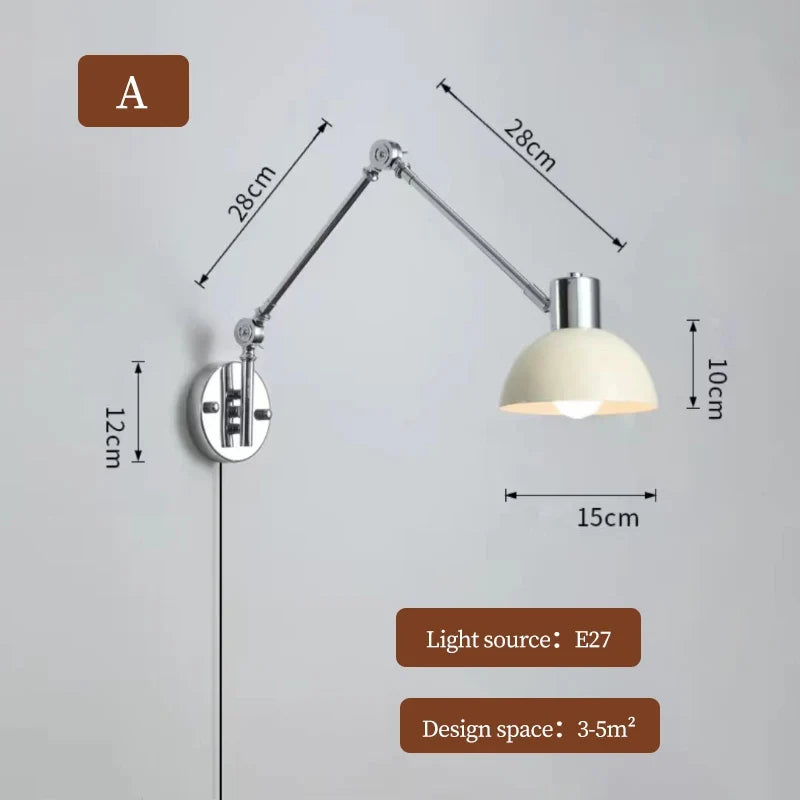 applique murale télescopique moderne bras basculant lampe rotative