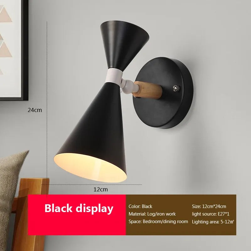 Applique murale de chevet LED nordique en bois