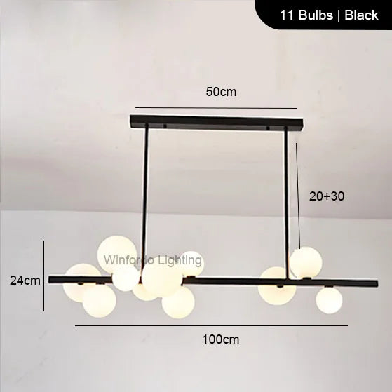Lustre LED design doré rond à boules en verre
