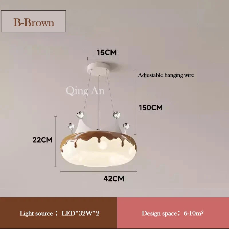 lustre en forme de donut avec nœud rose pour décoration enfantine