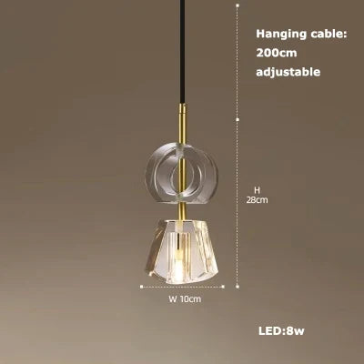 lustre en verre LED avec ceinture en cuir rétro moderne